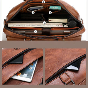 Luxury Briefcase for Men PU Leather Office Handbag